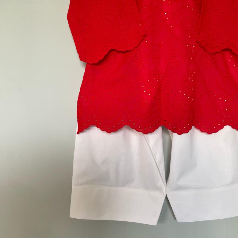 Red Chikankari Farshi sets - Image 4