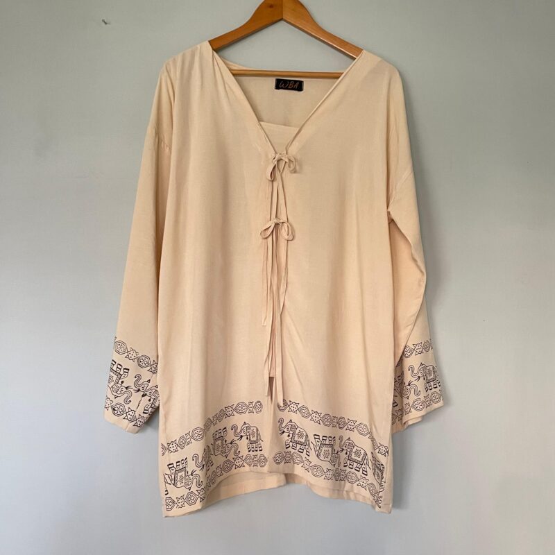 Creamy Hand Block Printed Co-ord set - Image 2