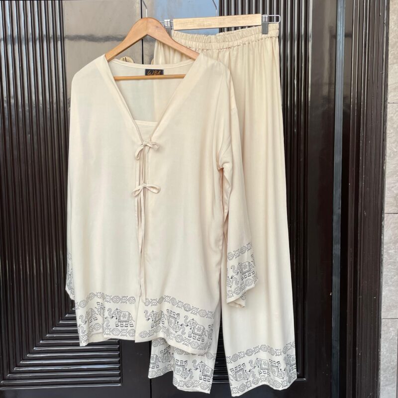 Creamy Hand Block Printed Co-ord set