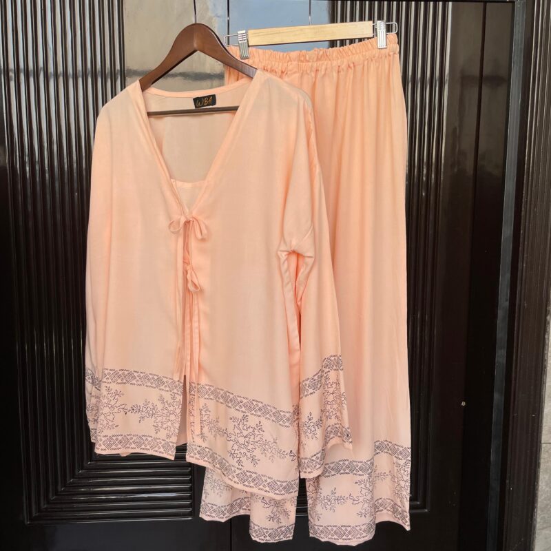 Peach Hand Block Printed Co-ord set